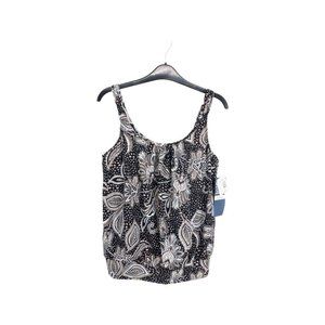 Women's Shape Solver Tankini Swimsuit Top Sz 10 Black/Tan/White New